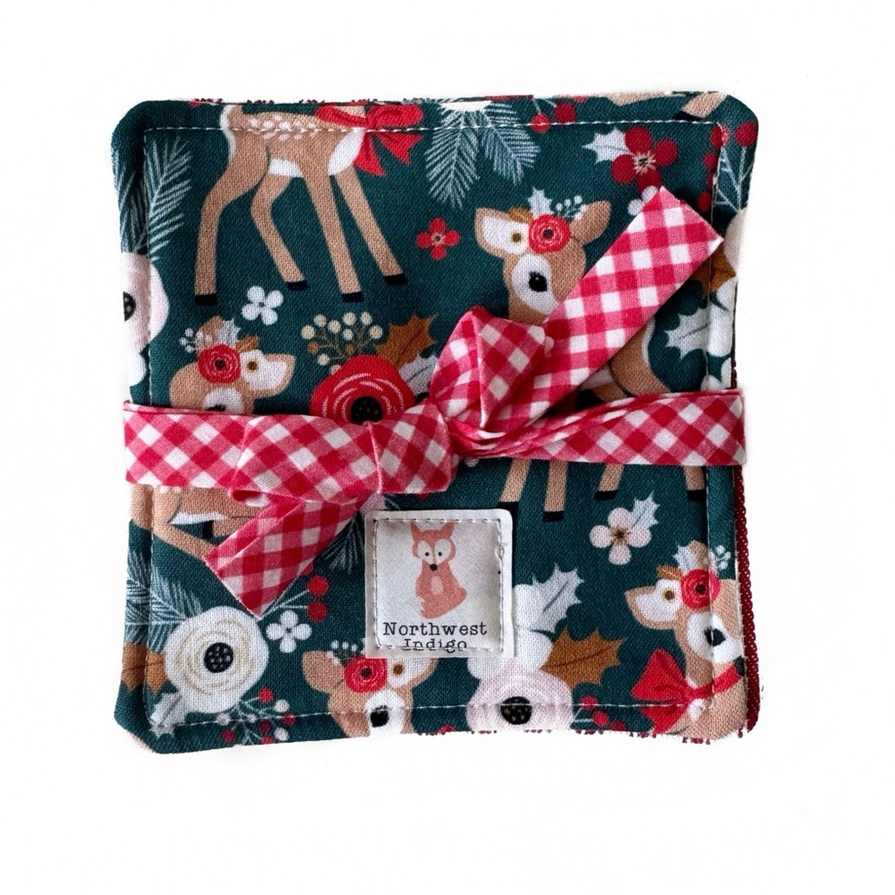 NWOT Handmade Retro Print Christmas Coasters